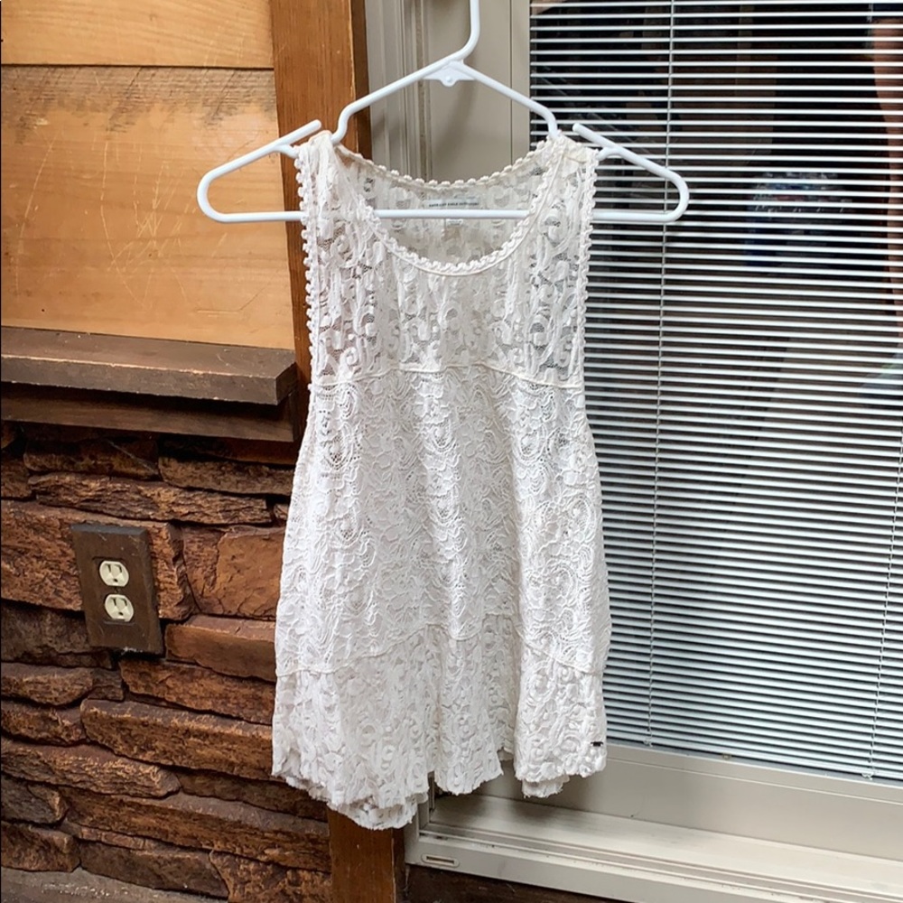 White Lace racer back top American Eagle